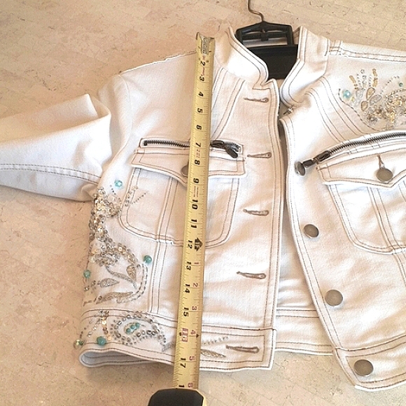 Vintage Cache New... White denim jacket,embellishments,size S, - Picture 11 of 16